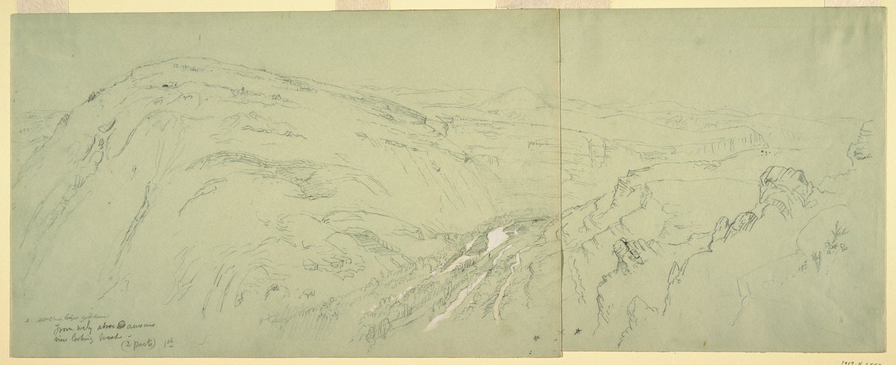 Tekening, ver uitzicht op Damascus, Syrië, 7 mei 1868 door Frederic Edwin Church