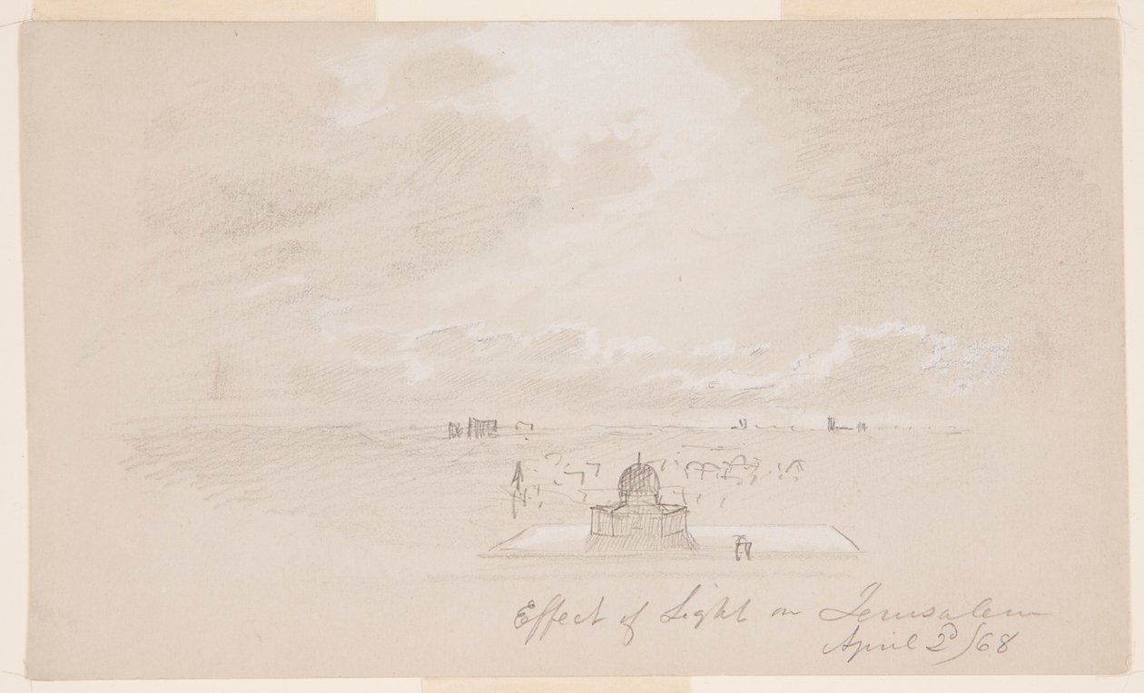 Tekening, Effect van licht op Jeruzalem, 2 april 1868 door Frederic Edwin Church
