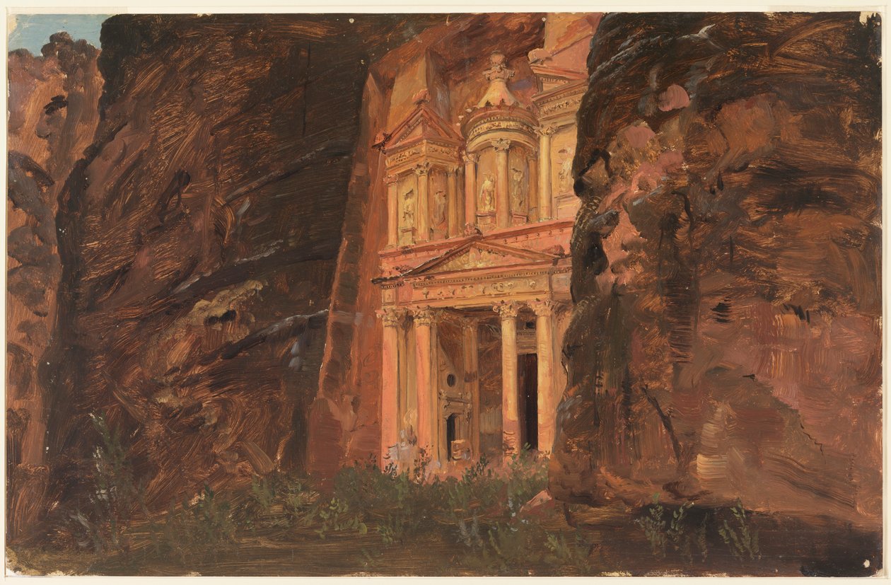 Tekening, El Khasneh, Petra, eind februari 1868 door Frederic Edwin Church