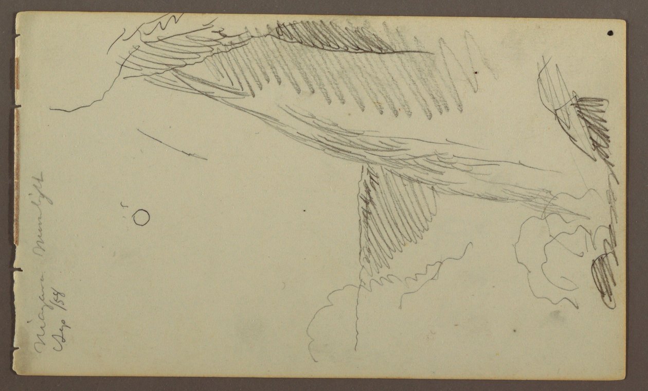 Tekening, Watervallen in maanlicht, 1858 door Frederic Edwin Church