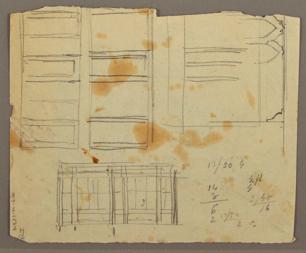Tekening, Figuur Schetsen; Verso: Boekenkast, 1853 door Frederic Edwin Church
