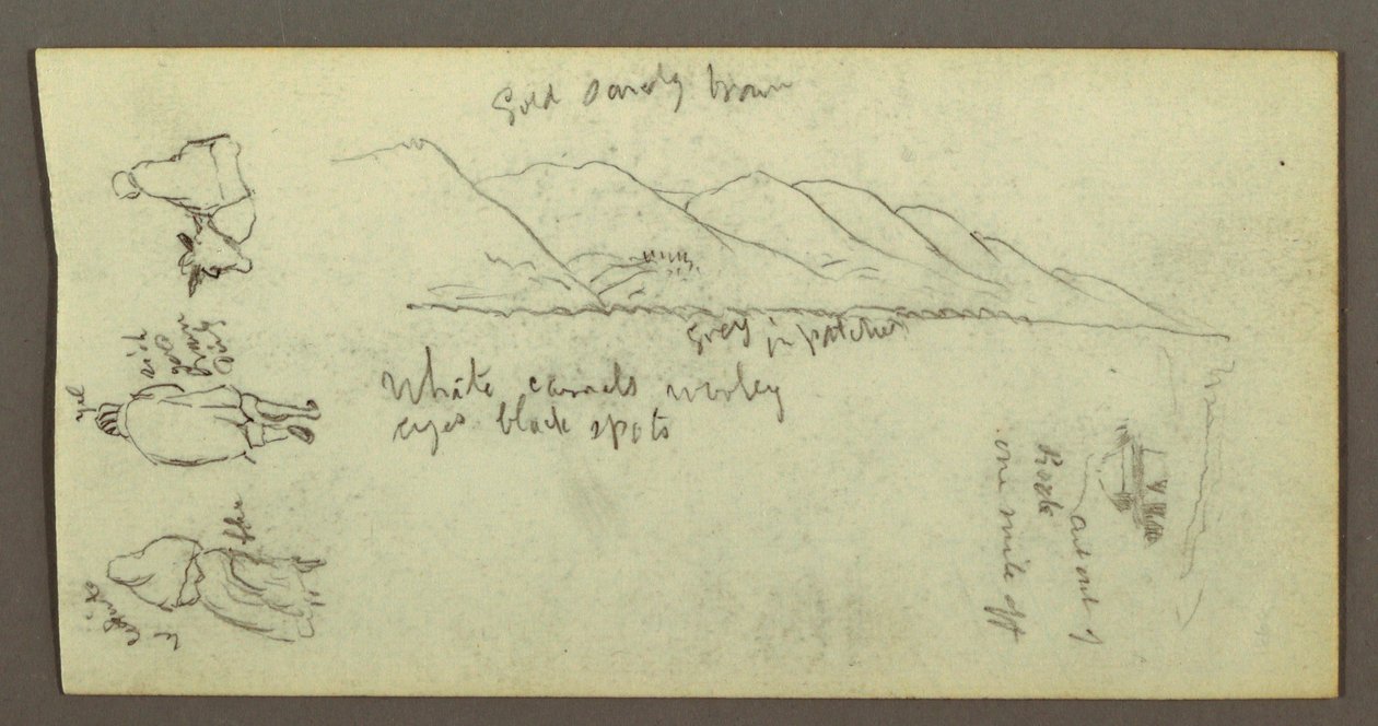 Tekening, Figuurstudie, bergketen, mogelijk 1868 door Frederic Edwin Church