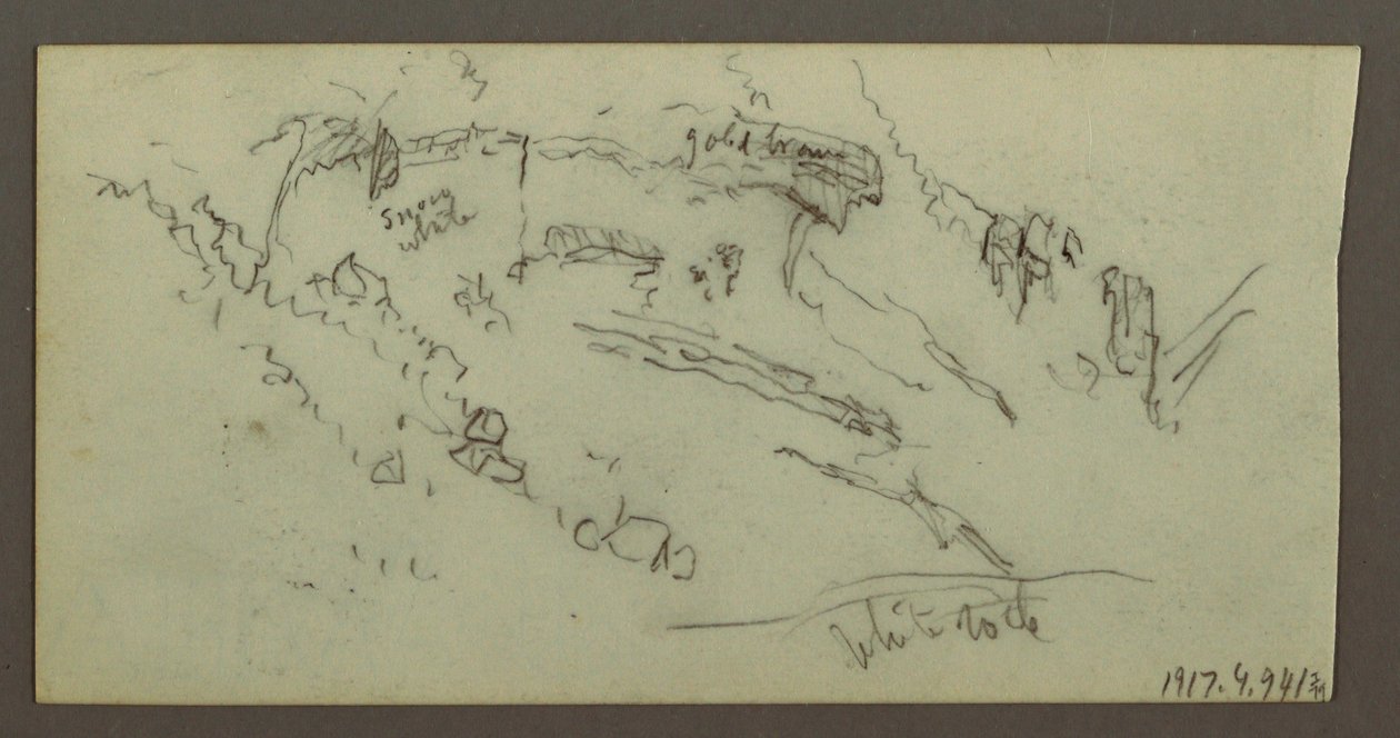 Tekening, Figuurstudie, bergketen, mogelijk 1868 door Frederic Edwin Church