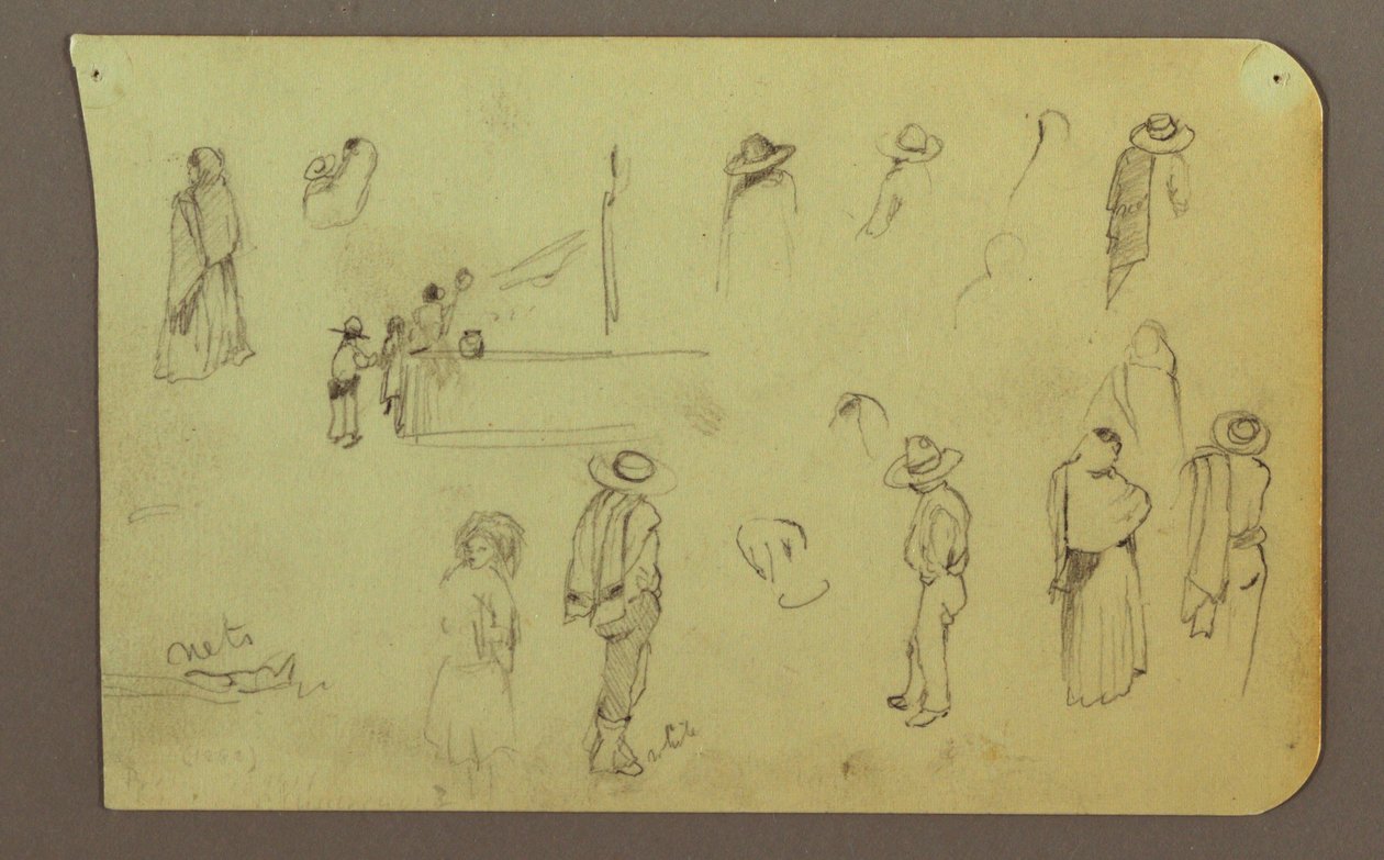 Tekening, Figuren, Verso: Figuur, Landschap, 1883 door Frederic Edwin Church