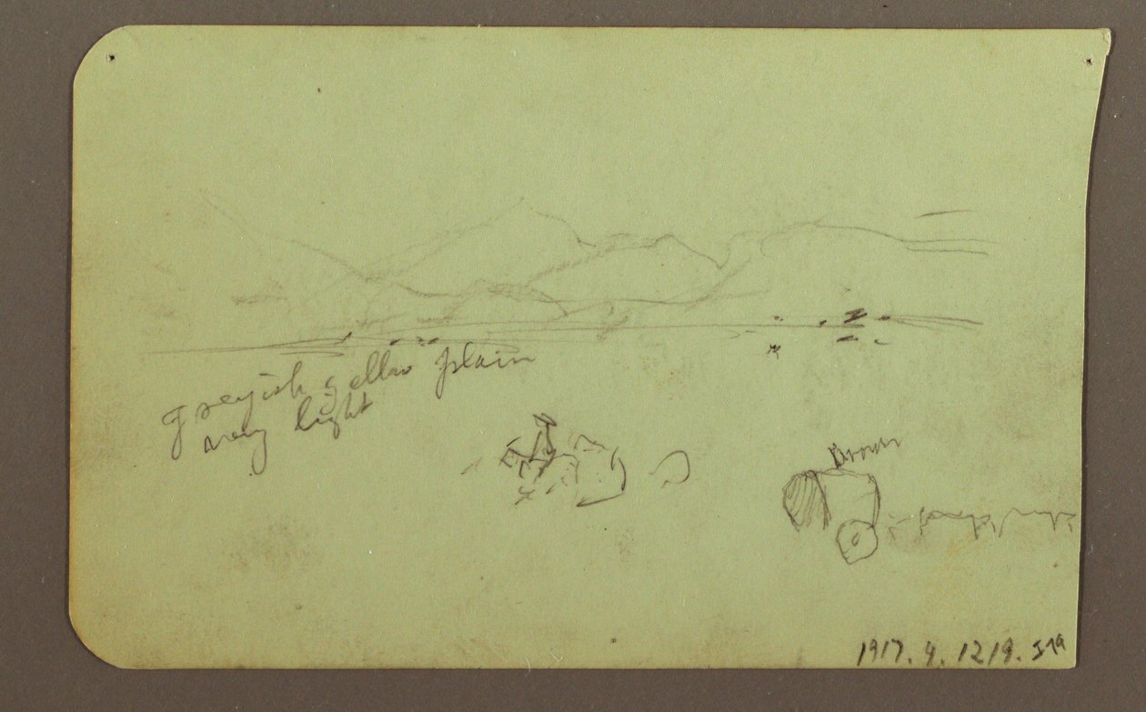 Tekening, Figuren, Verso: Figuur, Landschap, 1883 door Frederic Edwin Church