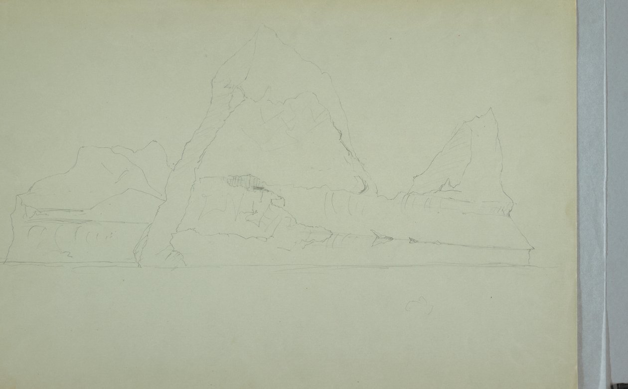 Tekening, drijvende ijsberg, juni of juli 1859 door Frederic Edwin Church