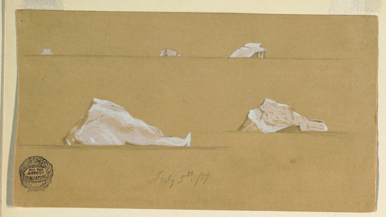 Tekening, Drijvende ijsbergen, 5 juli 1859 door Frederic Edwin Church