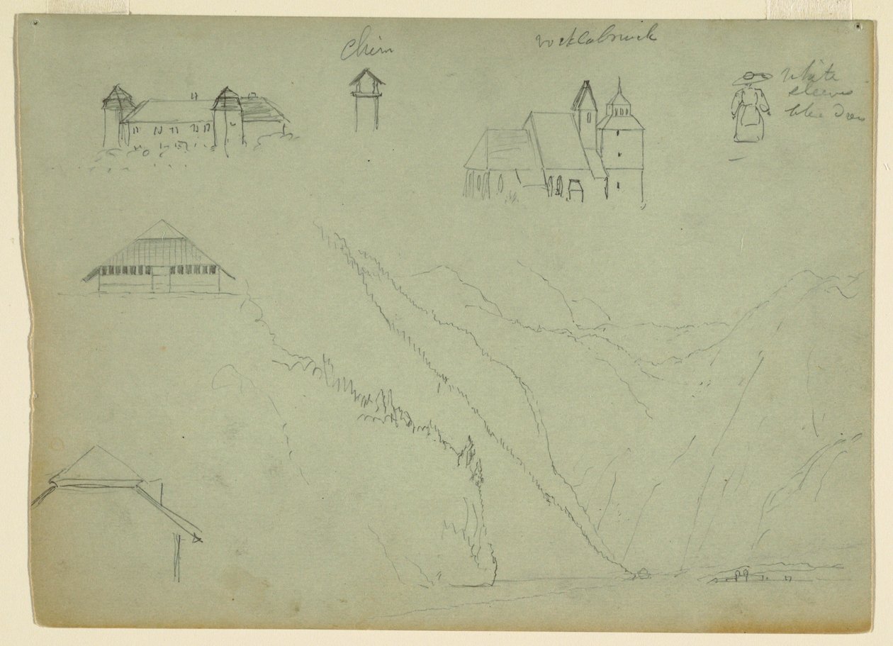 Tekening, Van Salzkammergut, Oostenrijk en de Konigssee, bij Berchtesgaden, Beieren, juli 1868 door Frederic Edwin Church