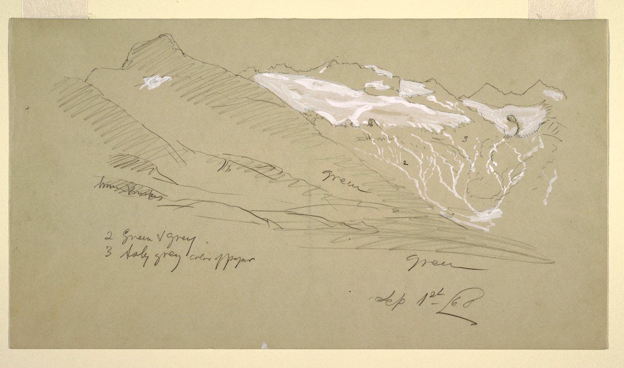 Tekening, Van de Berner Alpen, Bel Arp, augustus 1868 door Frederic Edwin Church