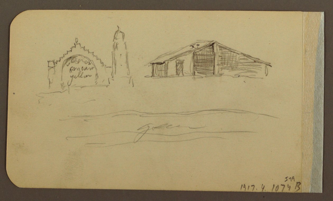 Tekening, Tuin, Huis, Cuautla; Verso: Kerk, Schuur, Cuautla, februari 1885 door Frederic Edwin Church