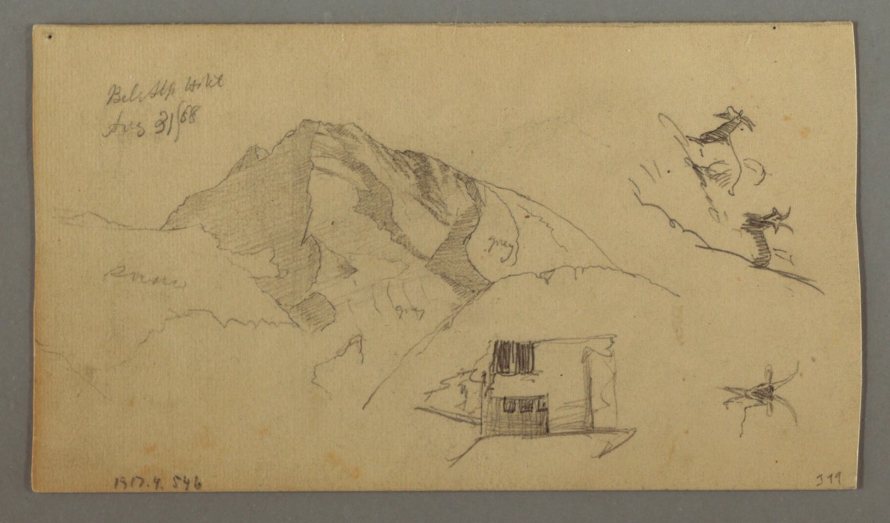 Tekening, Glacier, 21 augustus 1868 door Frederic Edwin Church