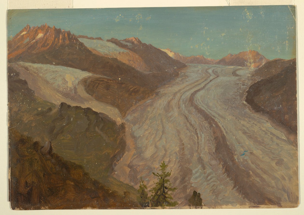 Tekening, Grote Aletasch-gletsjer, Zwitserland, augustus 1868 door Frederic Edwin Church