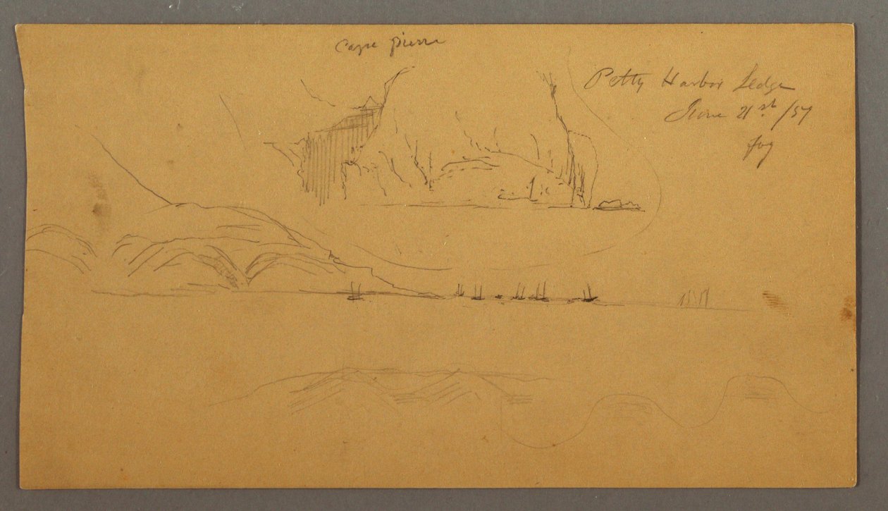Tekening, Haven, Zeilboten, Bergen, 21 juni 1859 door Frederic Edwin Church