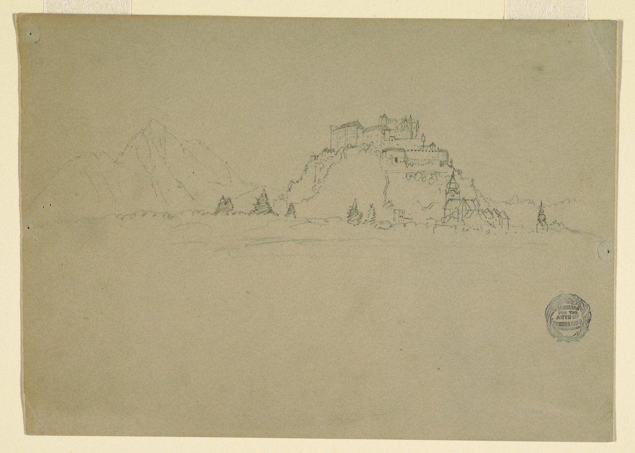 Tekening, Hehensalzburg, Oostenrijk (verso), 1868 door Frederic Edwin Church