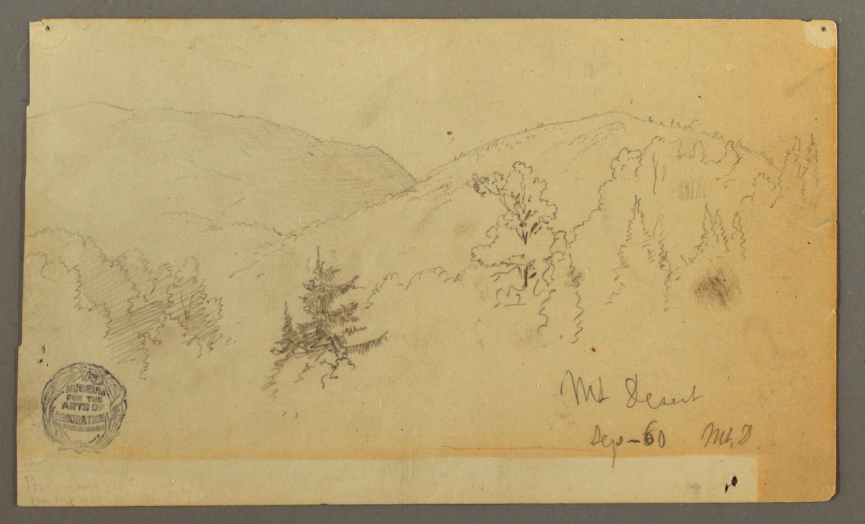 Tekening, Heuvels met bomen, 1860 door Frederic Edwin Church