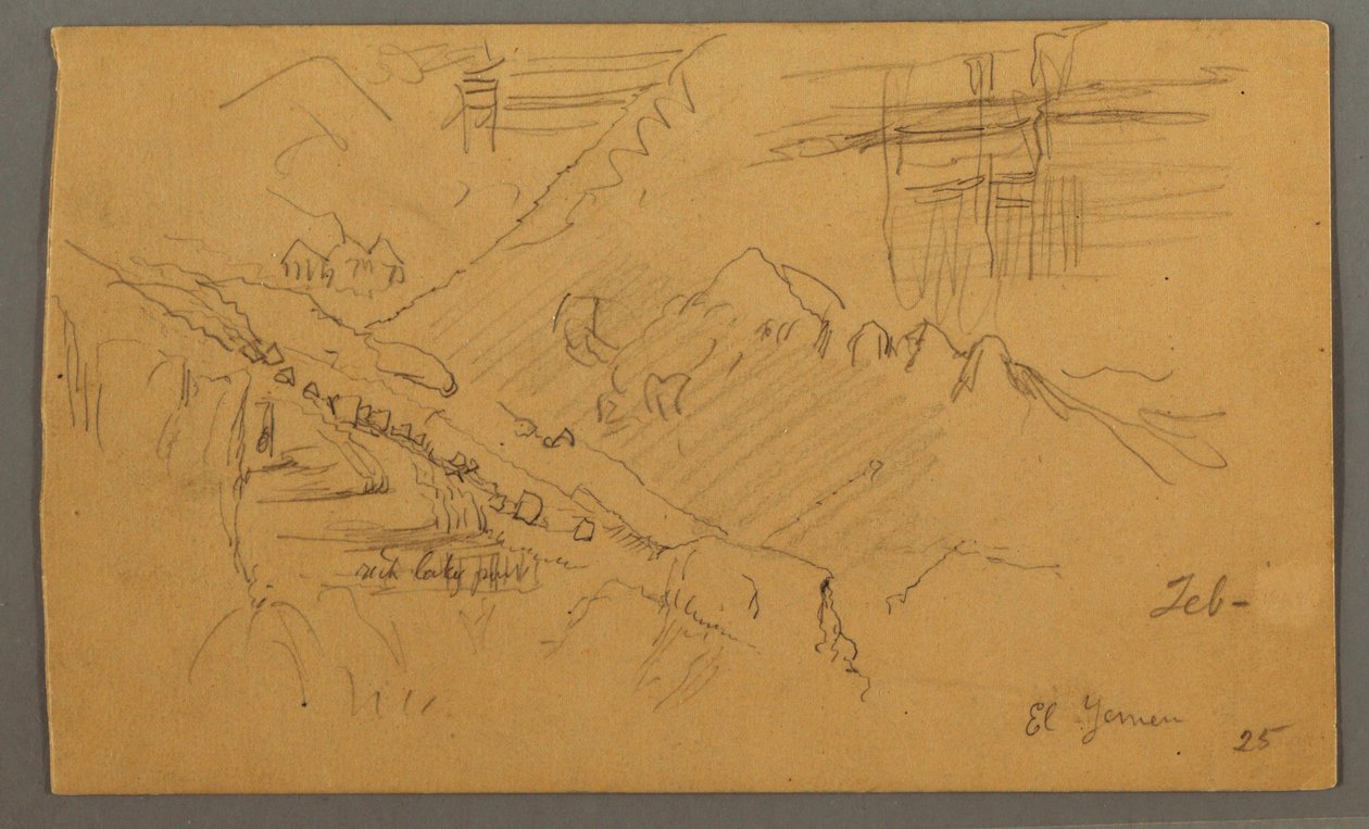 Tekening, Hillside, februari 1869  door Frederic Edwin Church
