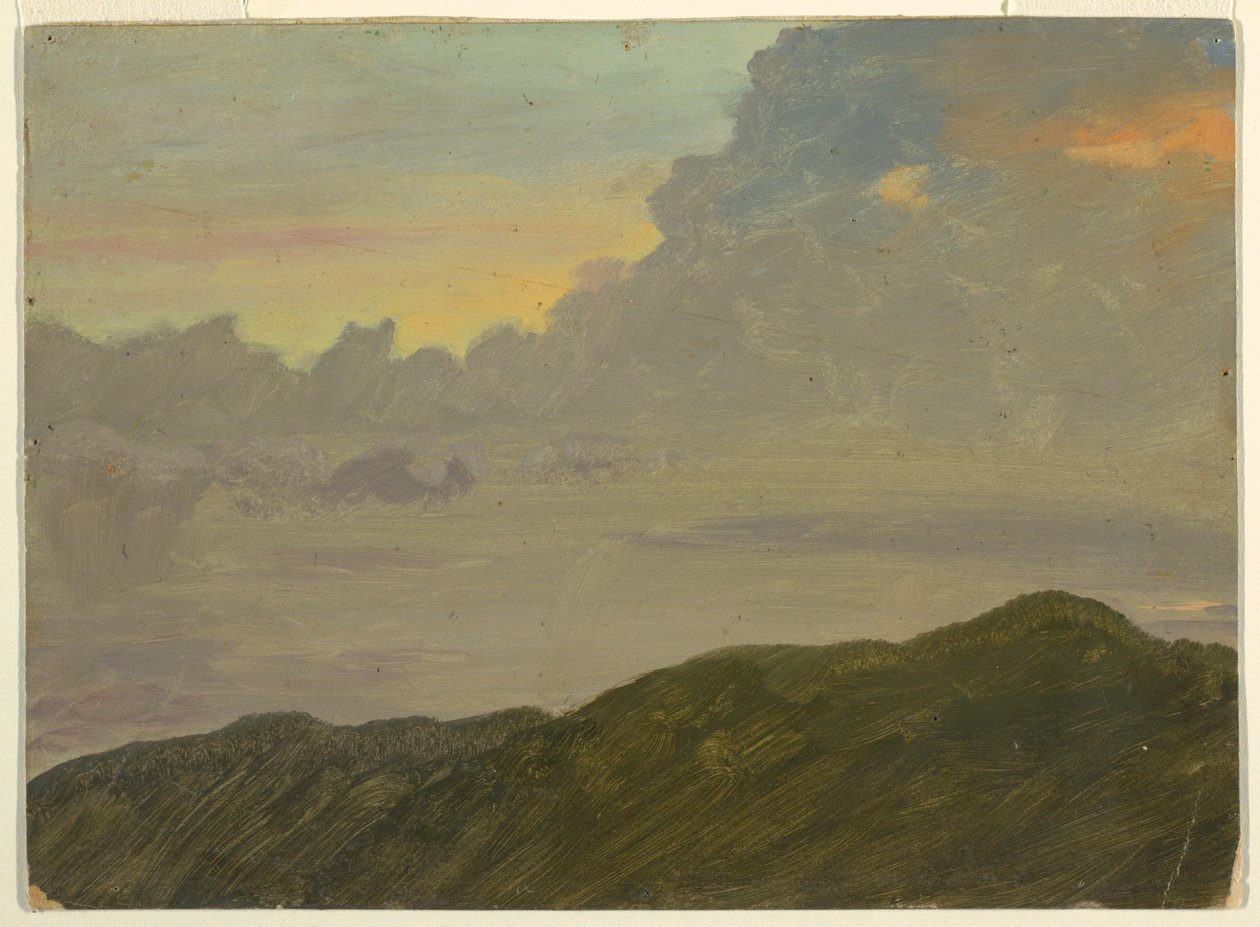 Tekening, Heuveltop en wolken, 1865-66 door Frederic Edwin Church