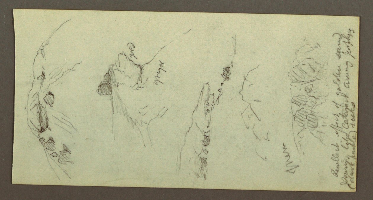 Tekening, Heuveltoppen met keien, mogelijk 1868 door Frederic Edwin Church