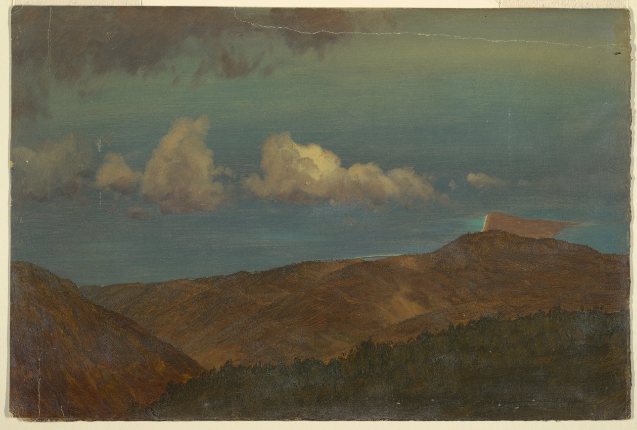 Tekening, Heuvelachtig landschap, 1865 door Frederic Edwin Church