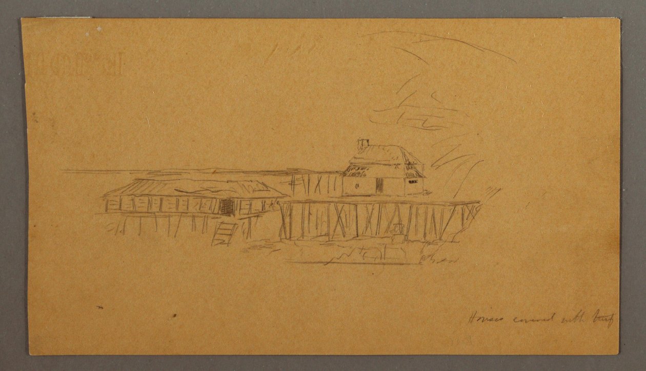 Tekening, Huis en dok, mogelijk 1859 door Frederic Edwin Church