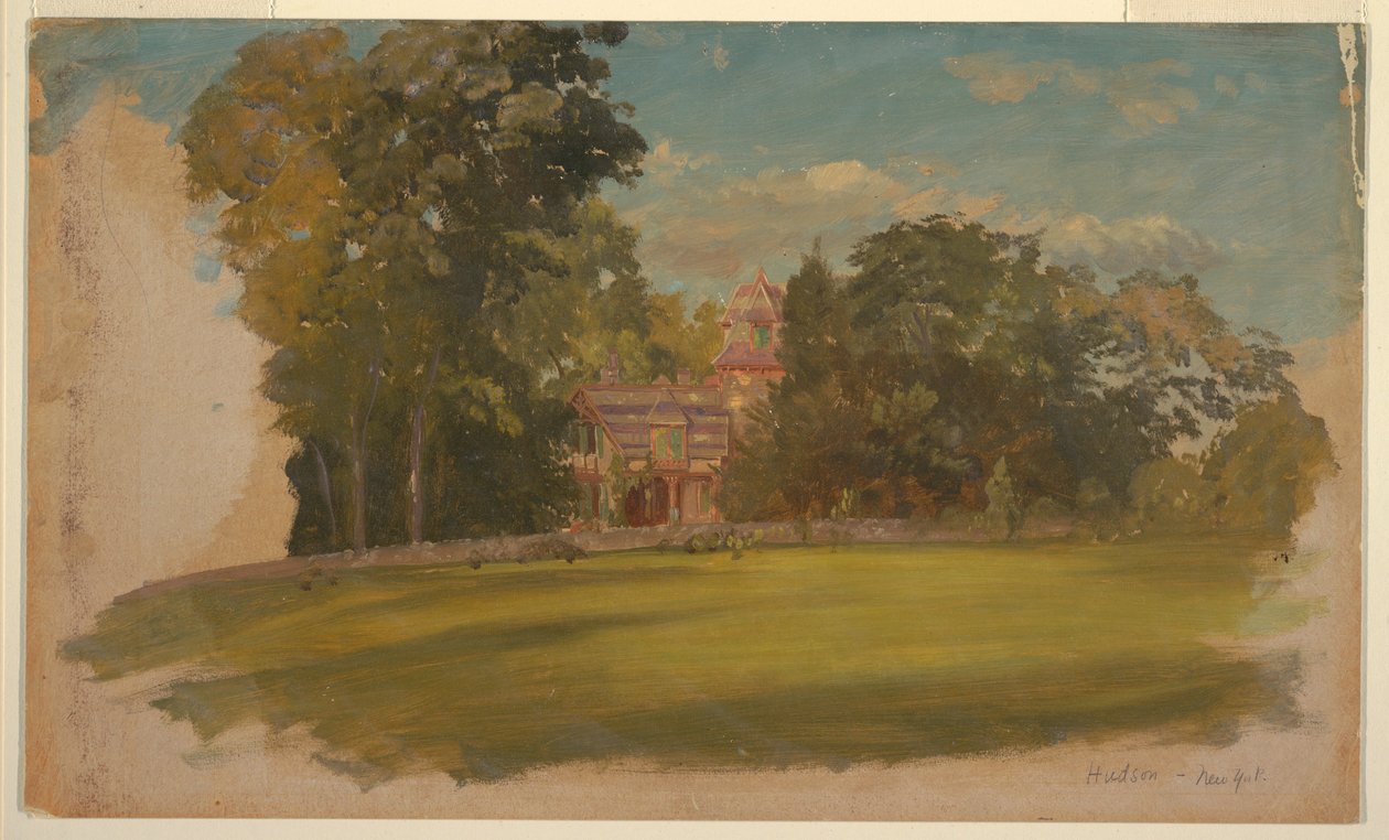 Tekening, Huis in Hudson, New York, ca. 1885 door Frederic Edwin Church