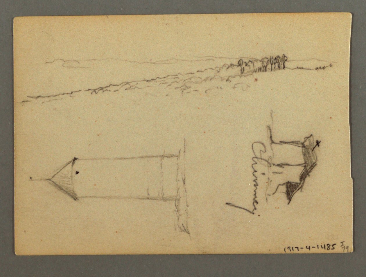 Tekening, Huis boven klif, torens, mogelijk 1868 door Frederic Edwin Church
