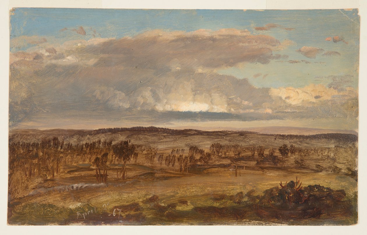 Tekening, Hudson-vallei, april 1867 door Frederic Edwin Church
