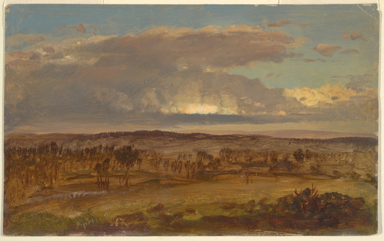 Tekening, Hudson-vallei, april 1867 door Frederic Edwin Church