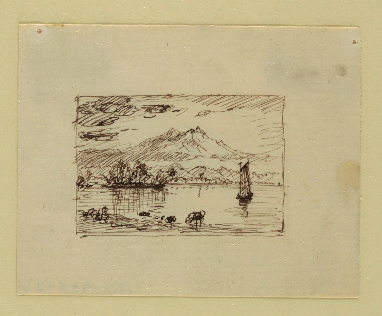 Tekening, Fantasielandschap, ca. 1850 door Frederic Edwin Church