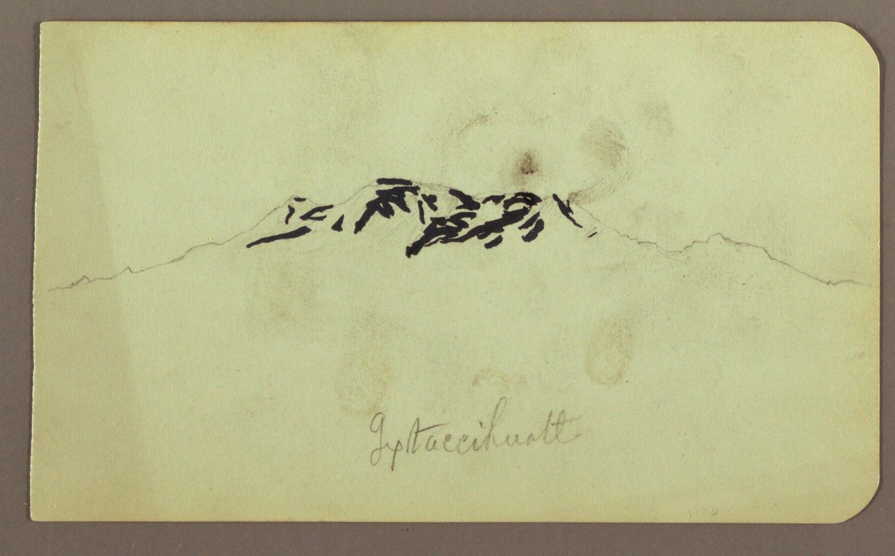 Tekening, Itaccihuatl-pieken; Verso: Bakoven, 1883 door Frederic Edwin Church