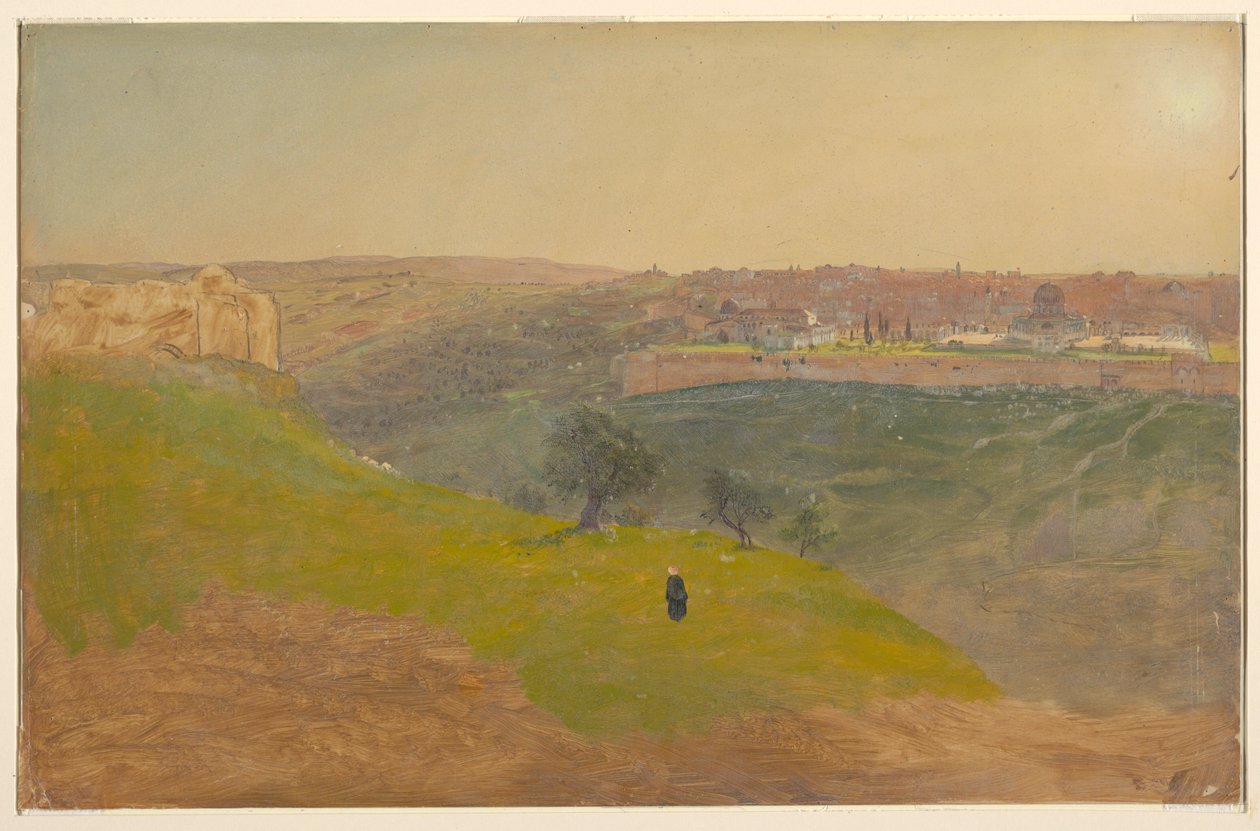 Tekening, Jeruzalem vanaf de Olijfberg, maart 1868 door Frederic Edwin Church