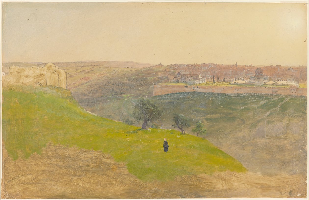 Tekening, Jeruzalem vanaf de Olijfberg, maart 1868 door Frederic Edwin Church