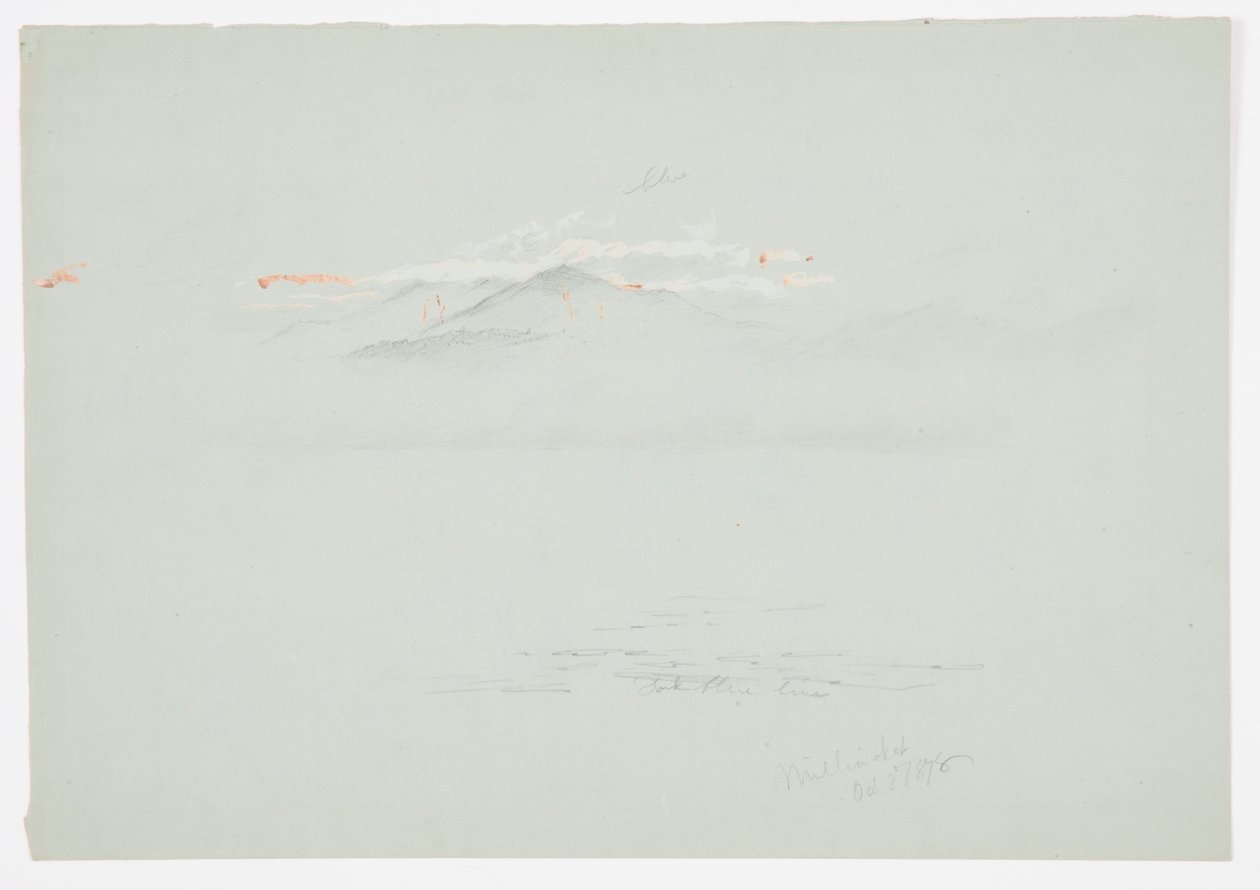 Tekening, Lake Millinoket en Mount Katahdin, 1878 door Frederic Edwin Church