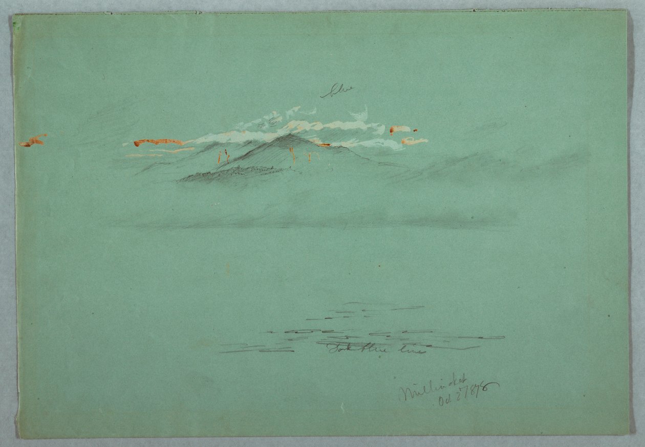 Tekening, Lake Millinoket en Mount Katahdin, 1878 door Frederic Edwin Church