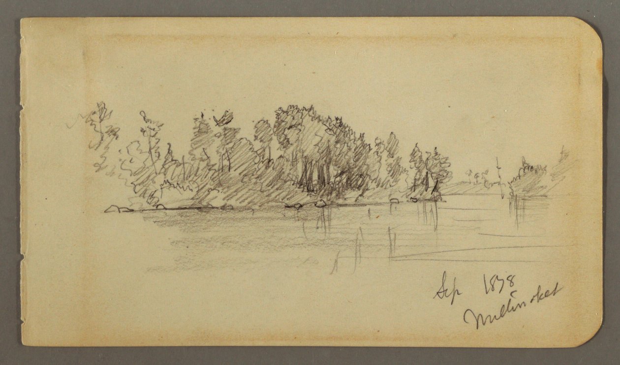 Tekening, Meer en beboste oever, 1878 door Frederic Edwin Church