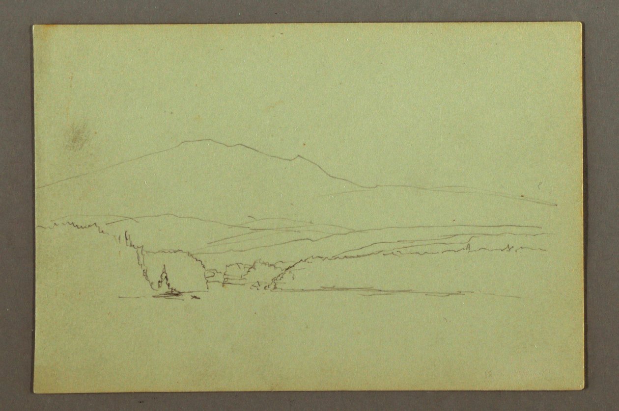 Tekening, Meer, heuvelbereik, mogelijk 1856 door Frederic Edwin Church