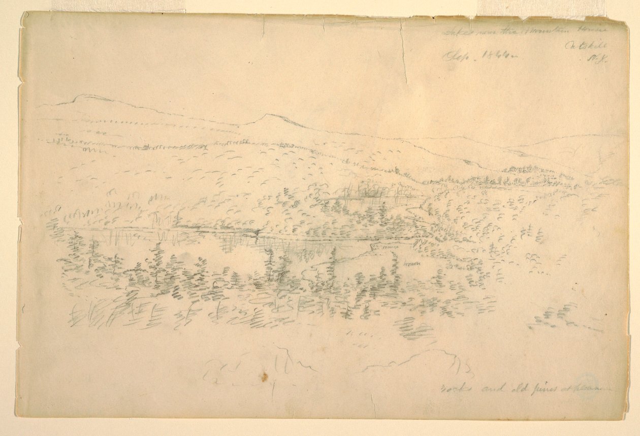 Tekening, meren bij het berghuis, september 1844 door Frederic Edwin Church