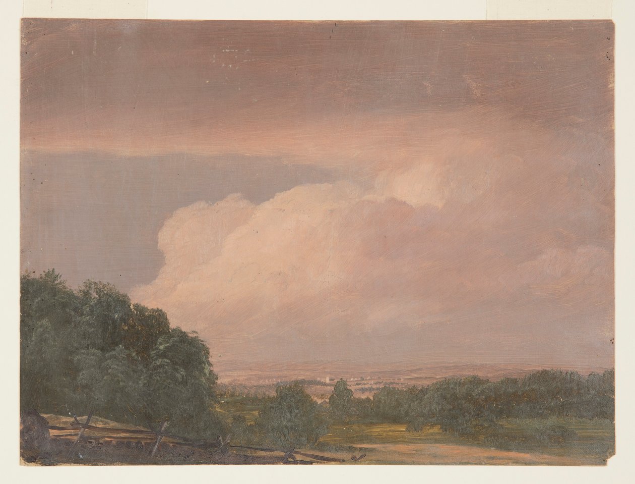 Tekening, Landschap (mogelijk Hudson-vallei), 1860-70 door Frederic Edwin Church