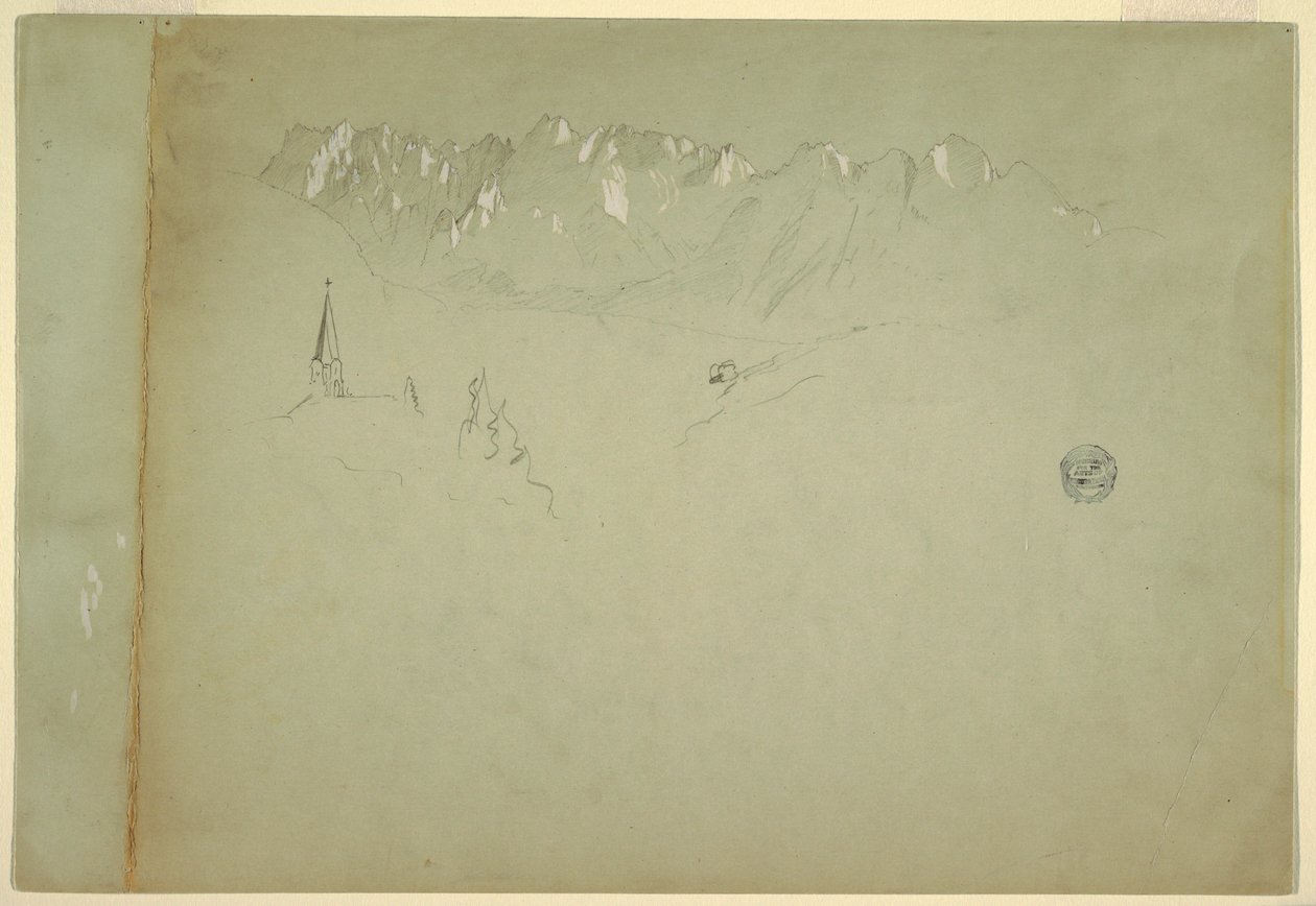 Tekening, Landschap van de Oostenrijkse Alpen, 1868 door Frederic Edwin Church