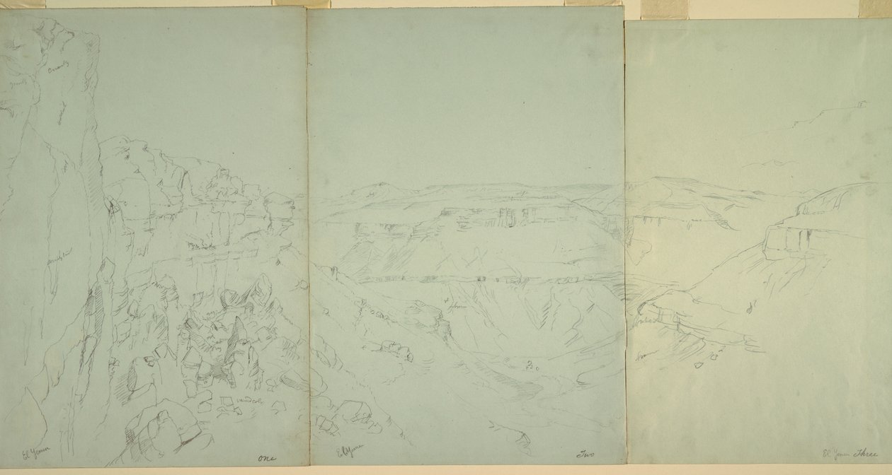 Tekening, Landschap in El Yeman, 1868 door Frederic Edwin Church