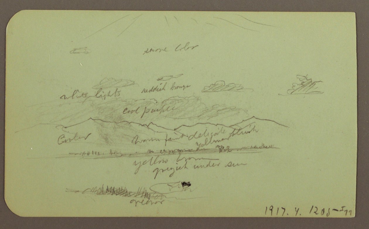 Tekening, Landschap met kerk; Verso: Landschap, 1883 door Frederic Edwin Church