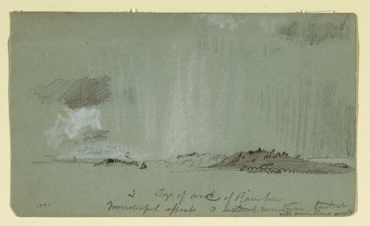 Tekening, Landschap met regen, 1860 door Frederic Edwin Church