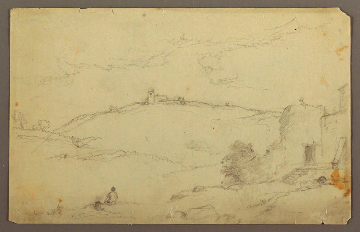 Tekening, Landschap met figuren, 1885 door Frederic Edwin Church