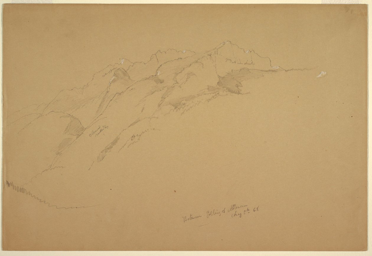 Tekening, Landschappen tussen Golling en Abtenau, 5 augustus 1868 door Frederic Edwin Church