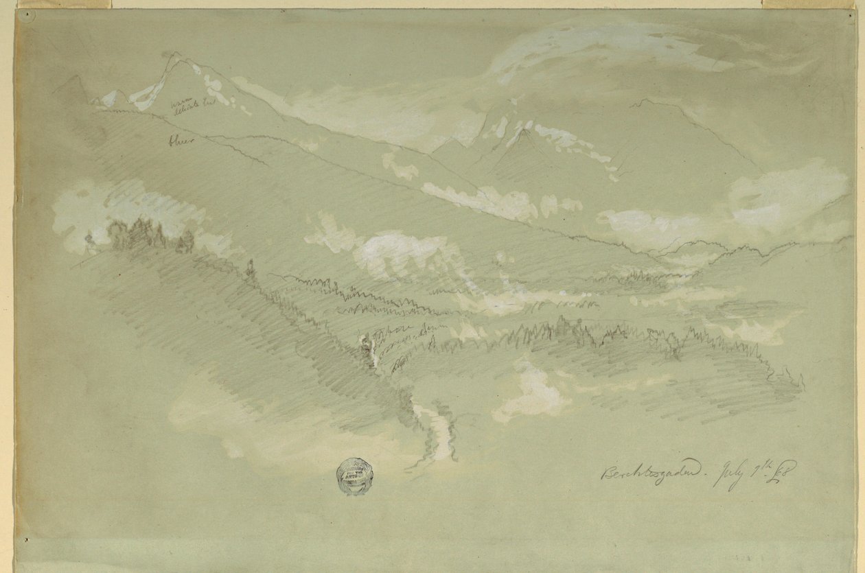Tekening, Landschappen, buurt van Berchtesgaden, 1868 door Frederic Edwin Church