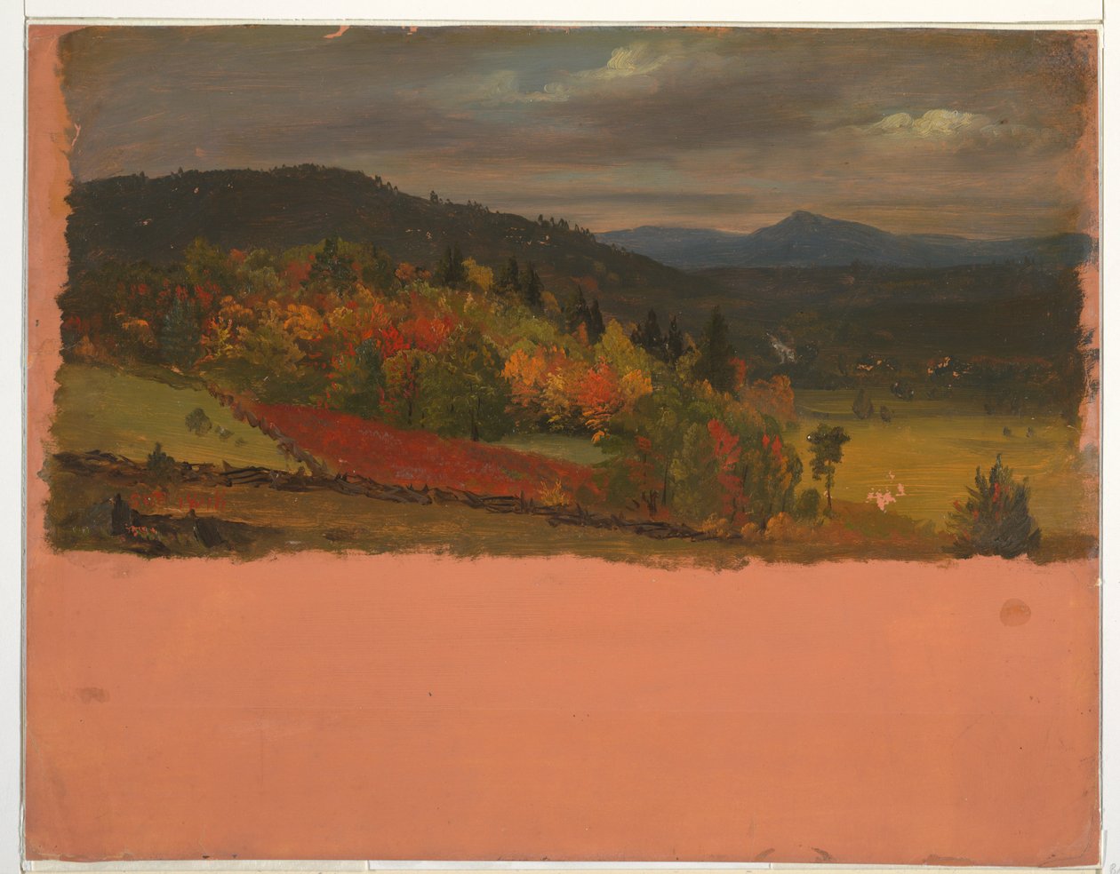 Tekening, Maine of Stockbridge, Mass. uitzicht, september 1848 door Frederic Edwin Church