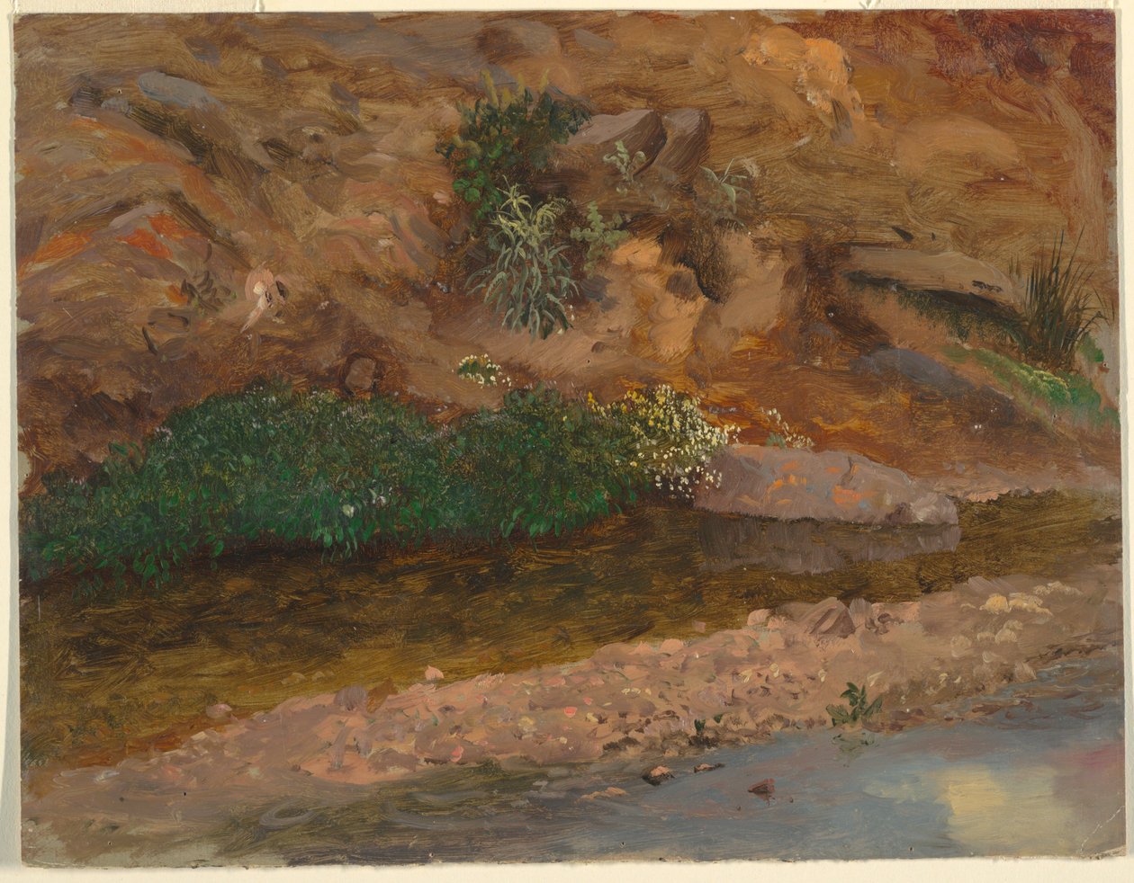 Tekening, rand van een beek, 1860-70 door Frederic Edwin Church