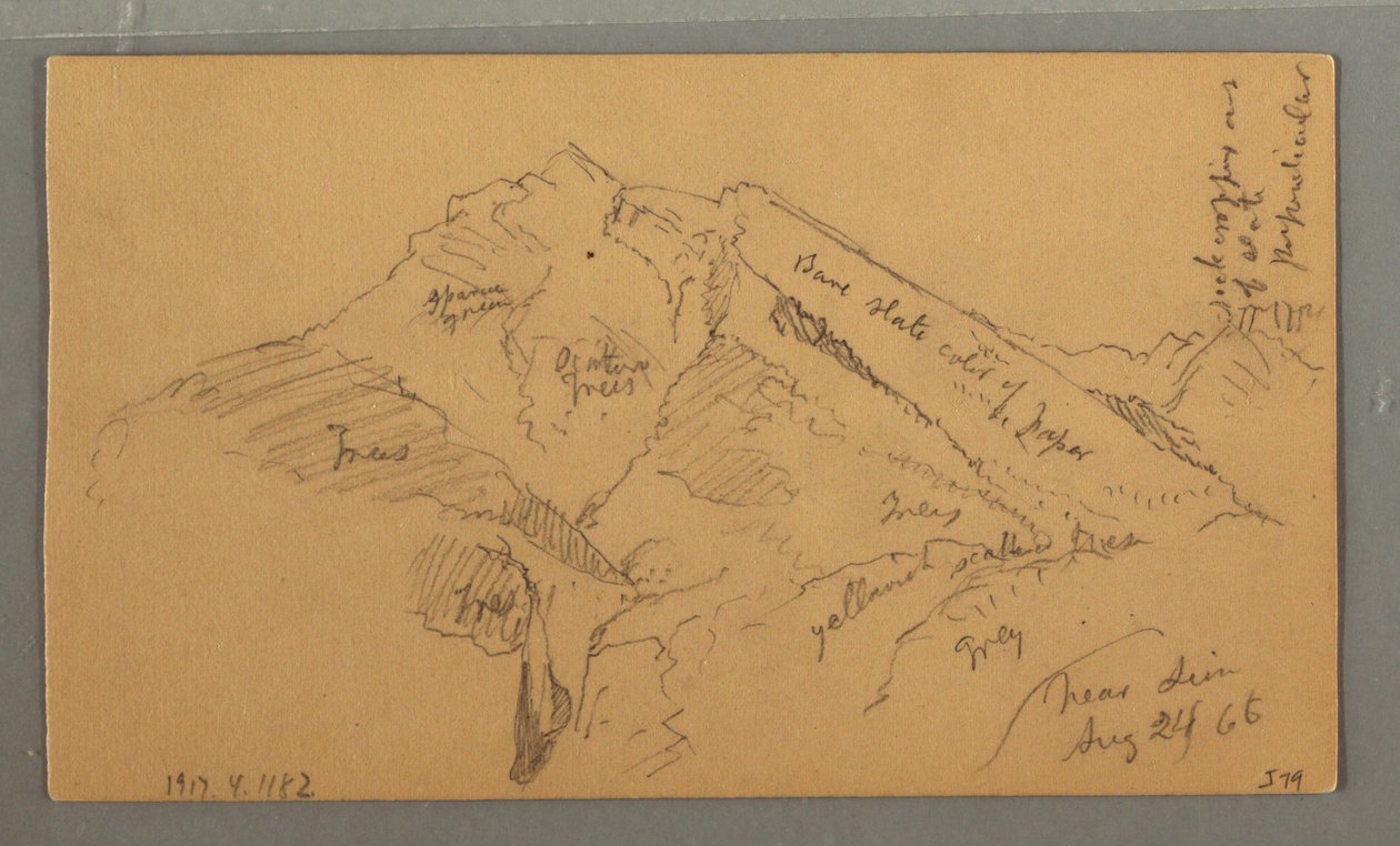 Tekening, Middeleeuws Kasteel, Huis Cascade, 24 augustus 1868 door Frederic Edwin Church