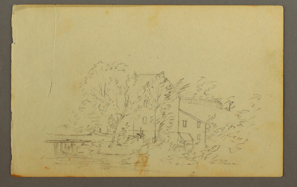 Tekening, Molen omringd door bomen, 1845 door Frederic Edwin Church
