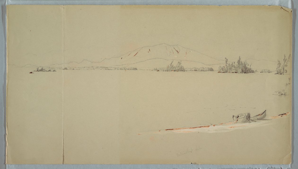 Tekening, Millinocket Lake, Maine, september 1878 door Frederic Edwin Church